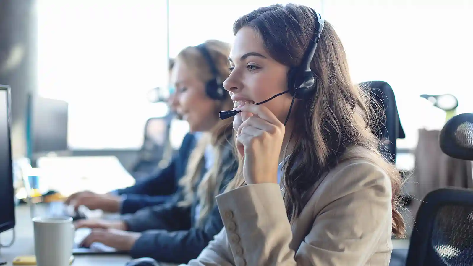 Professional customer service team helping clients